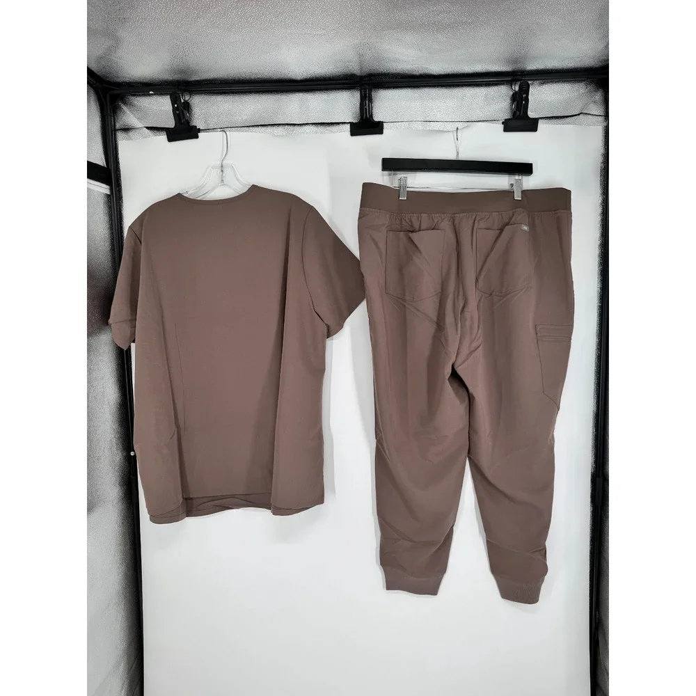 FIGS Scrub Set Womens 4XL Catarina One Pocket Top Zamora Joggers Pants 3XL Brown